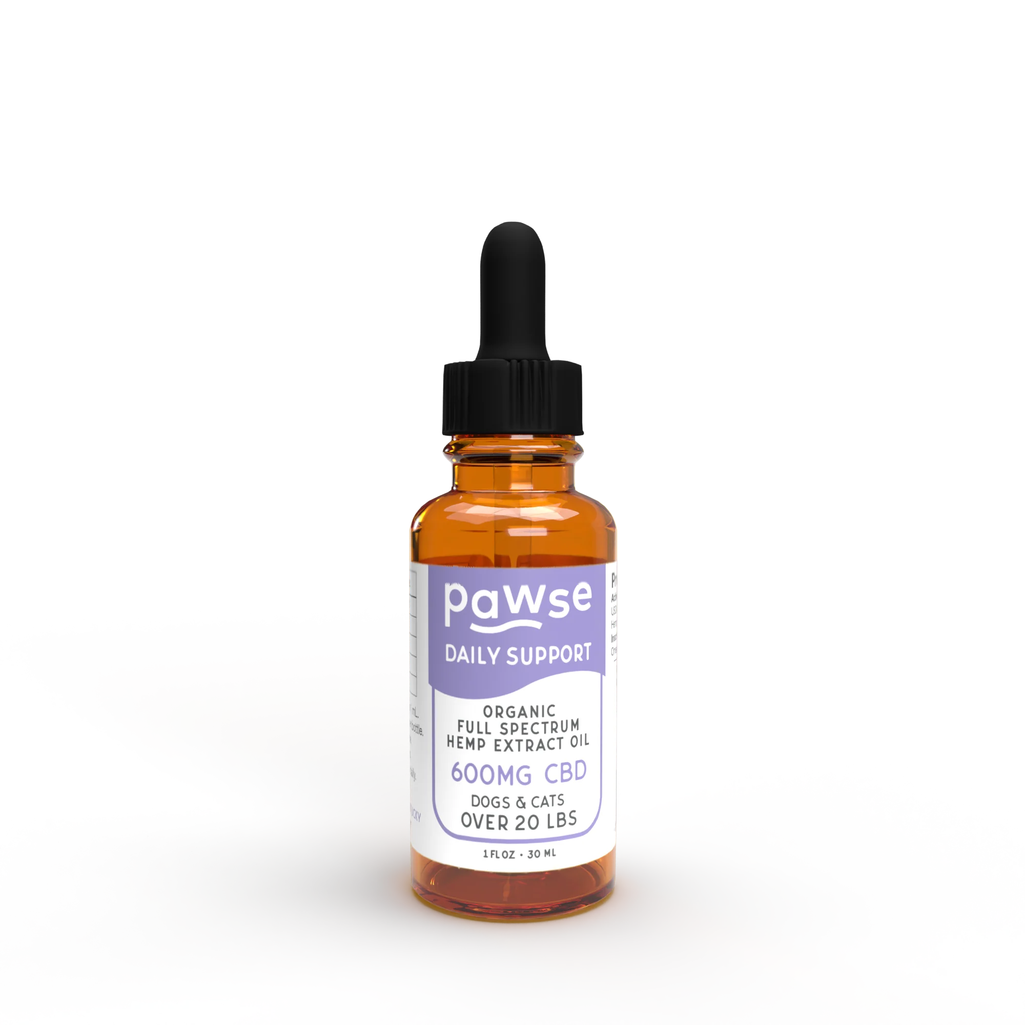 Pawse Daily Support - Full Spectrum Hemp 600 MG CBD Oil - For All Pets Over 20 Pounds