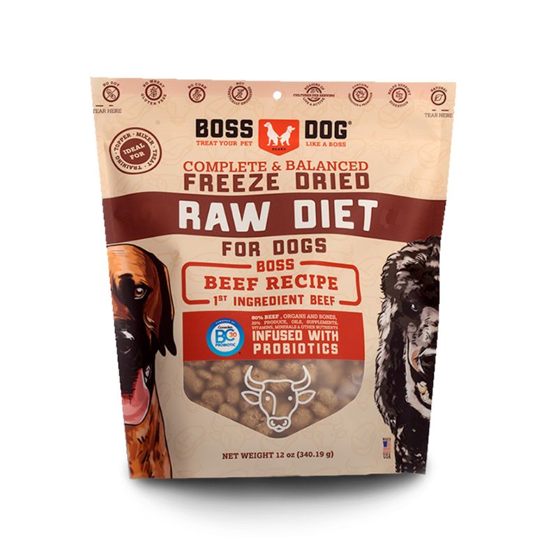 Boss Dog® Complete and Balanced Beef Recipe with Probiotics Freeze-Dried Raw Diet Dog Food 12oz
