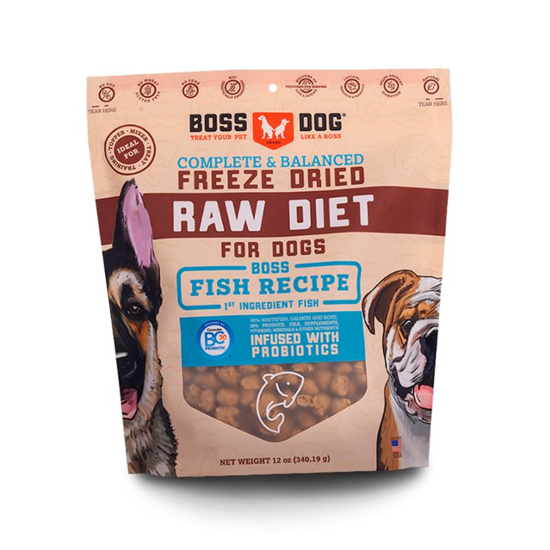 Boss Dog® Complete and Balanced Fish Recipe with Probiotics Freeze-Dried Raw Diet Dog Food 12oz
