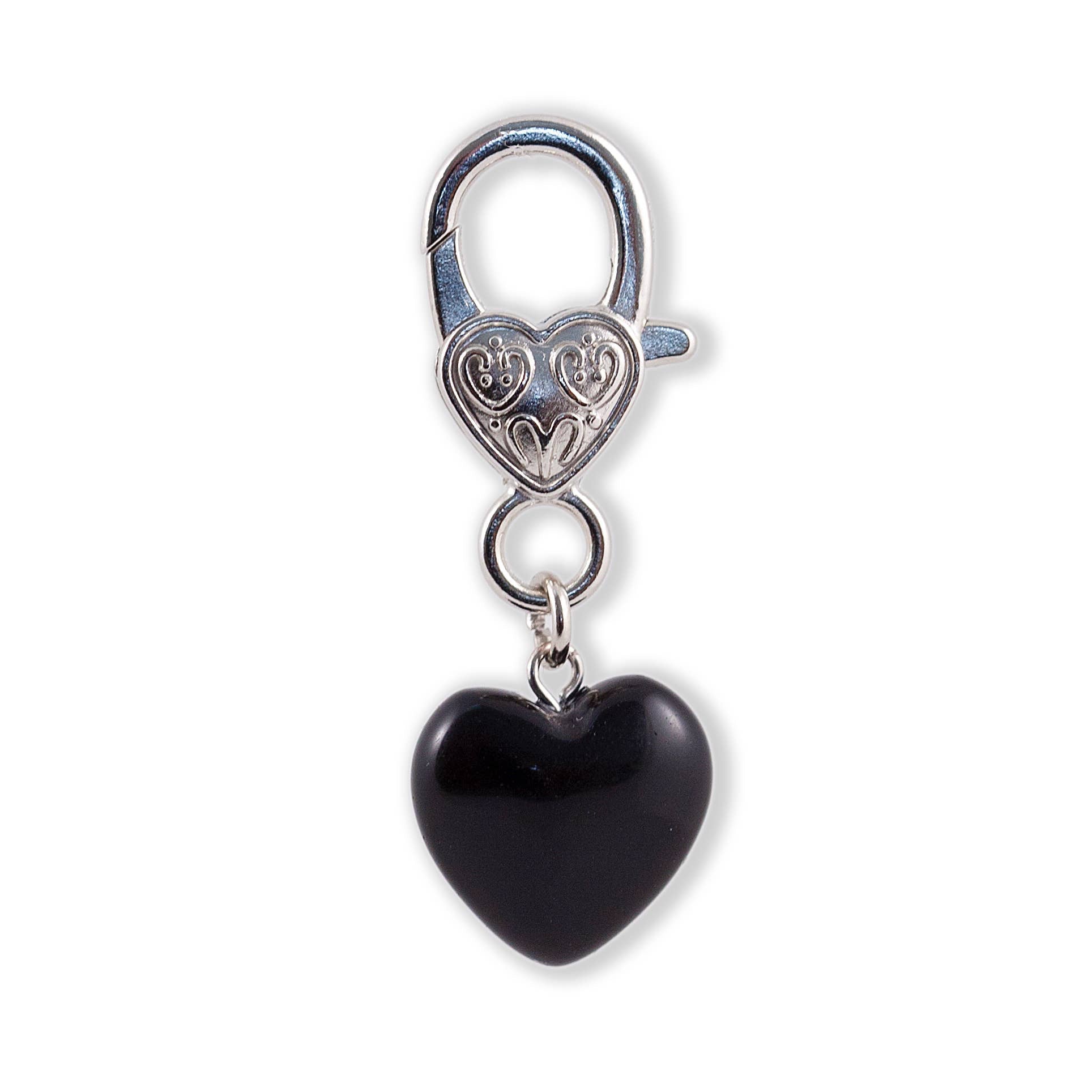 Clarity Black Obsidian Pet Pendant Heart Crystal Support