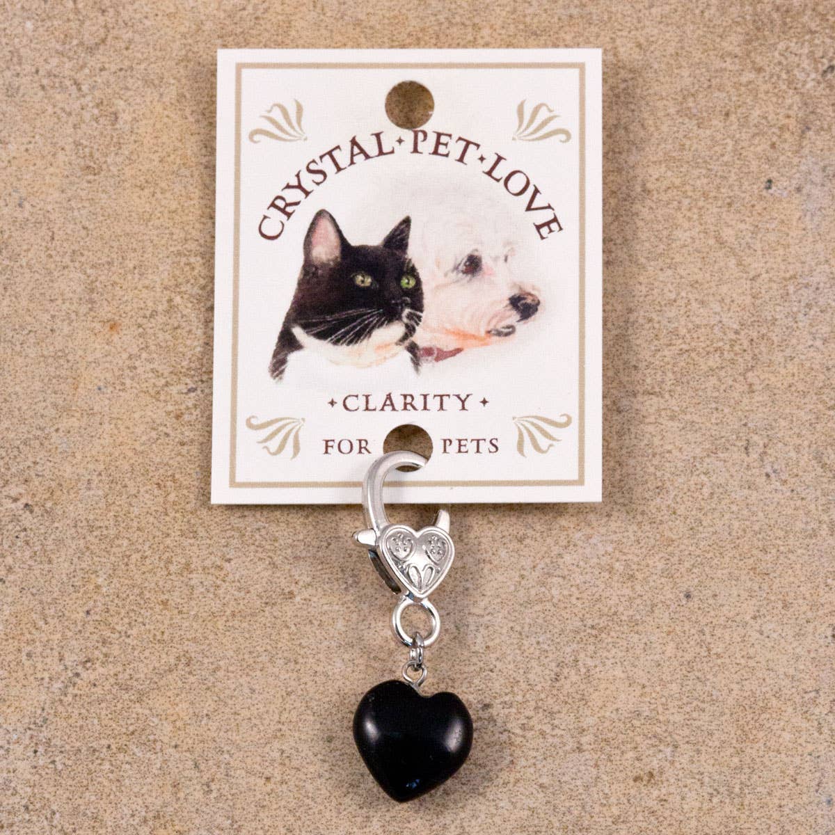 Clarity Black Obsidian Pet Pendant Heart Crystal Support
