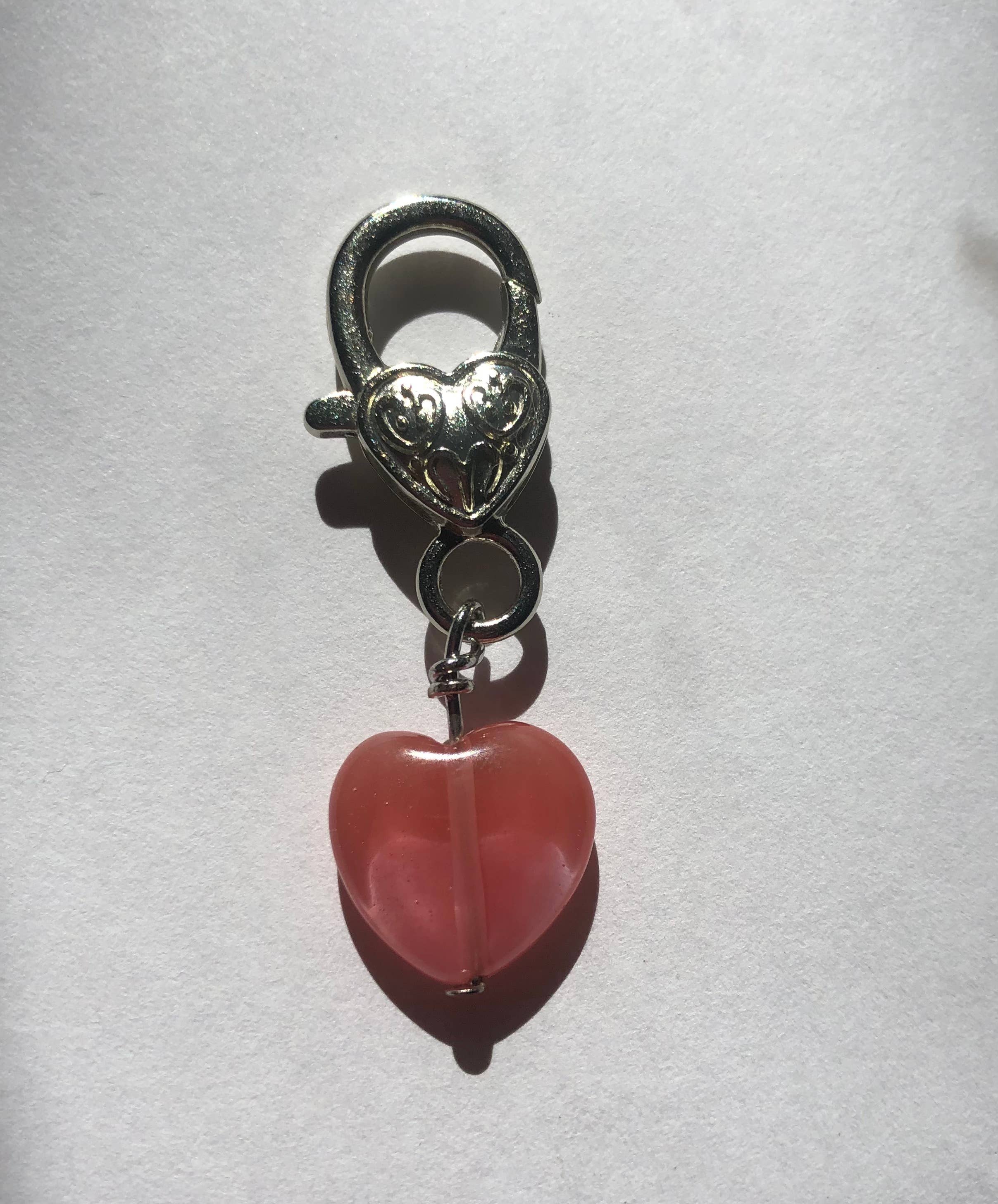 Cherry Quartz Heart Pet Pendant Holistic Crystal Support