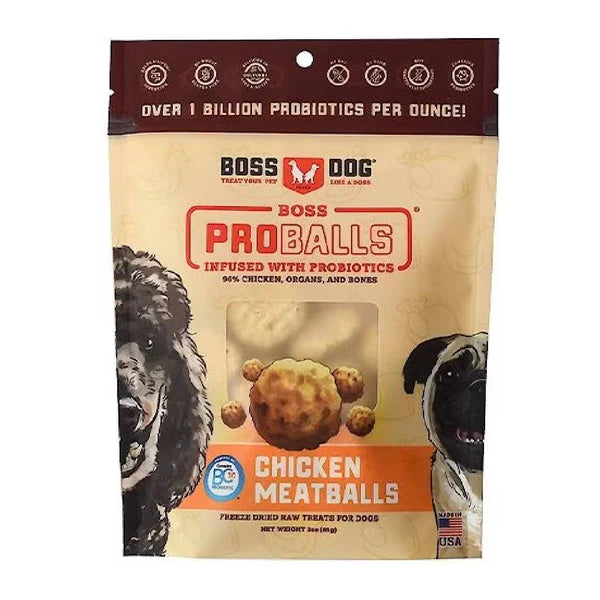 Boss Dog Proballs Freeze Dried Raw Chicken Meatballs with Probiotics Treats for Dogs (3 oz)