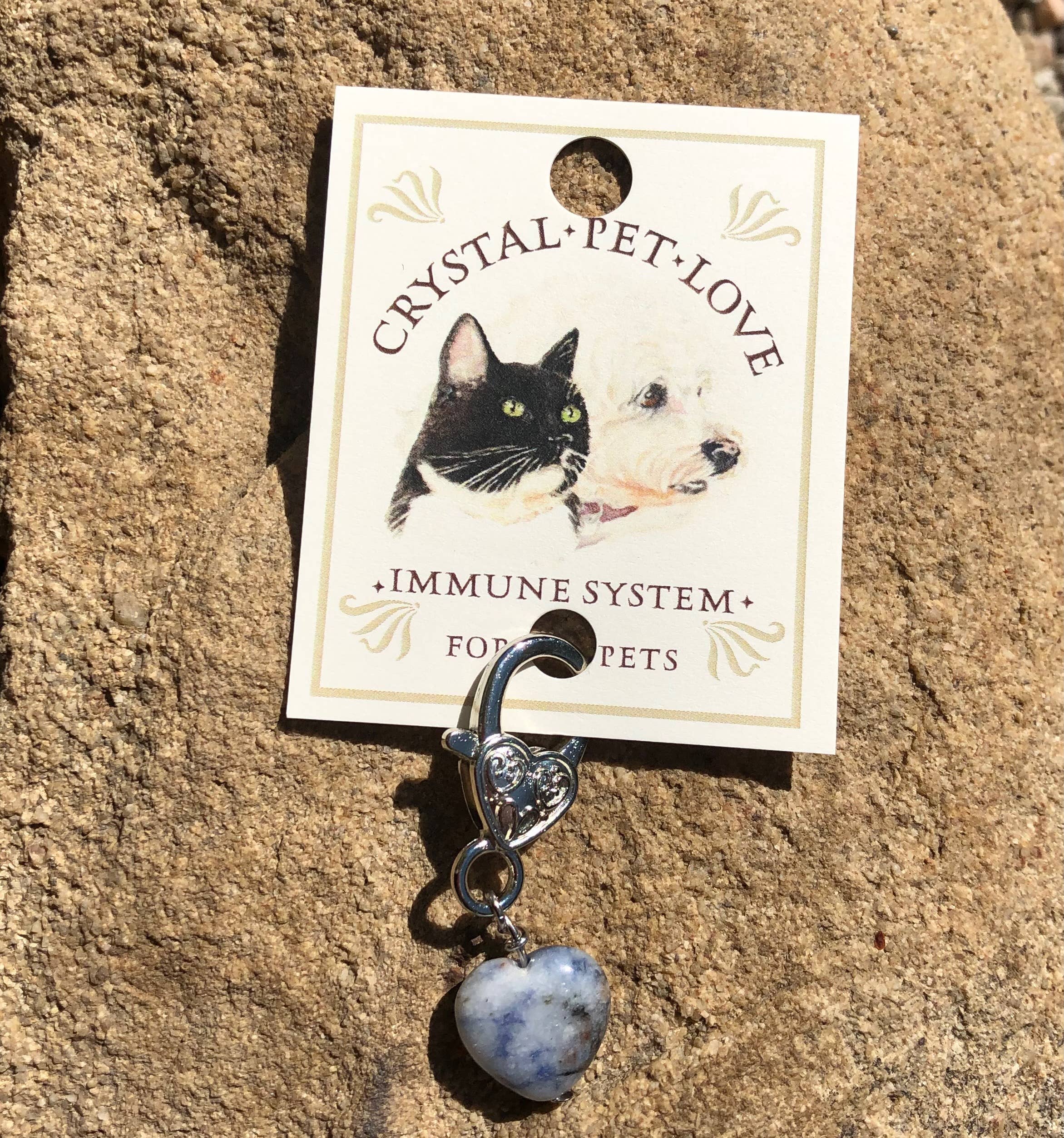 Sodalite Heart Crystal Pet Pendant for Holistic Support