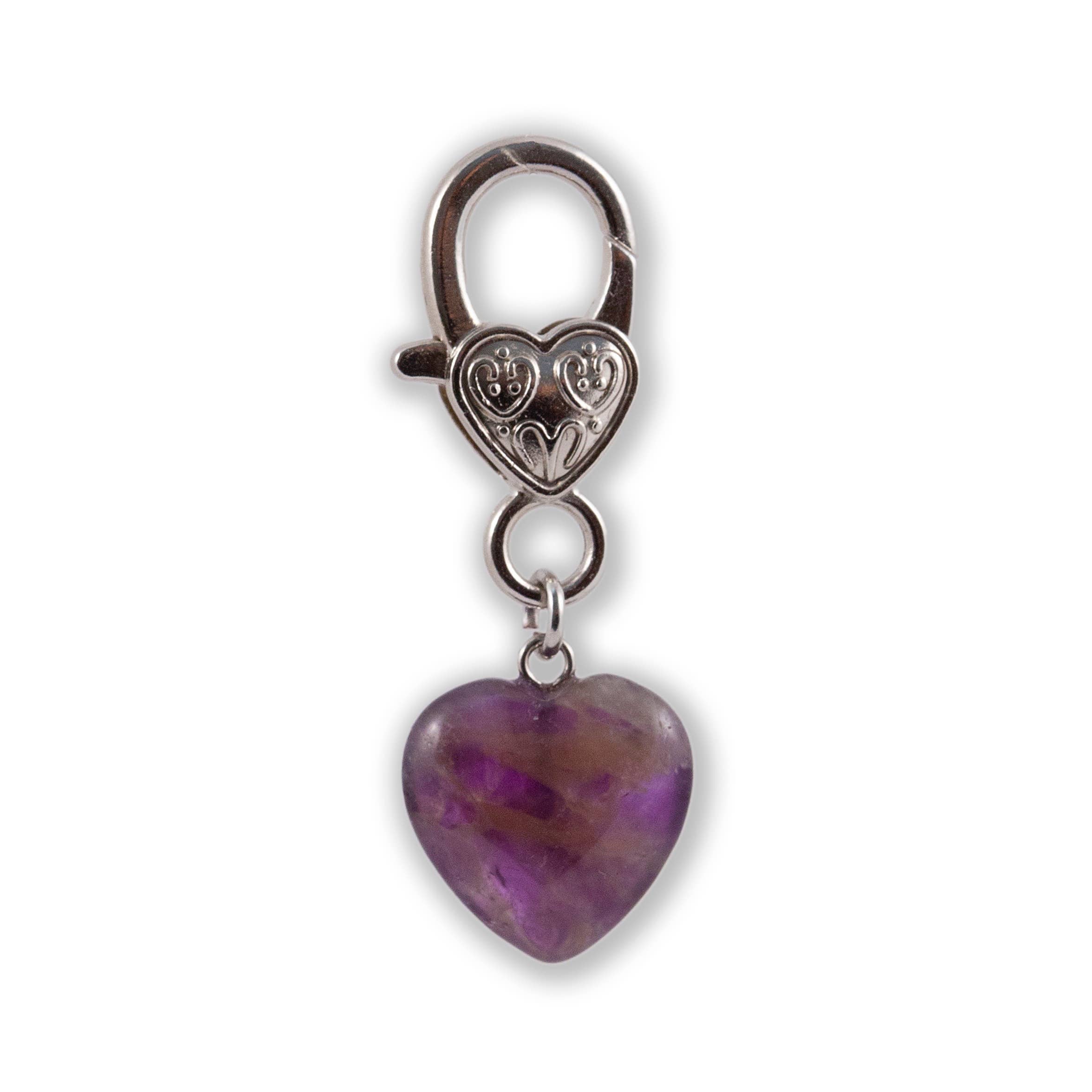 Amethyst Crystal Healing Pet Pendant Heart Holistic Support