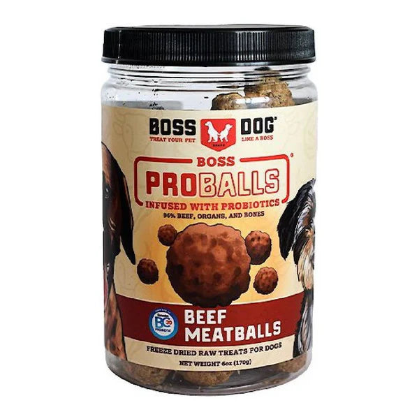 Boss Dog Proballs Freeze Dried Raw Beef Meatballs with Probiotics Treats for Dogs