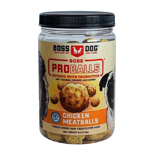 Boss Dog Proballs Freeze Dried Raw Chicken Meatballs with Probiotics Treats for Dogs (6 oz)