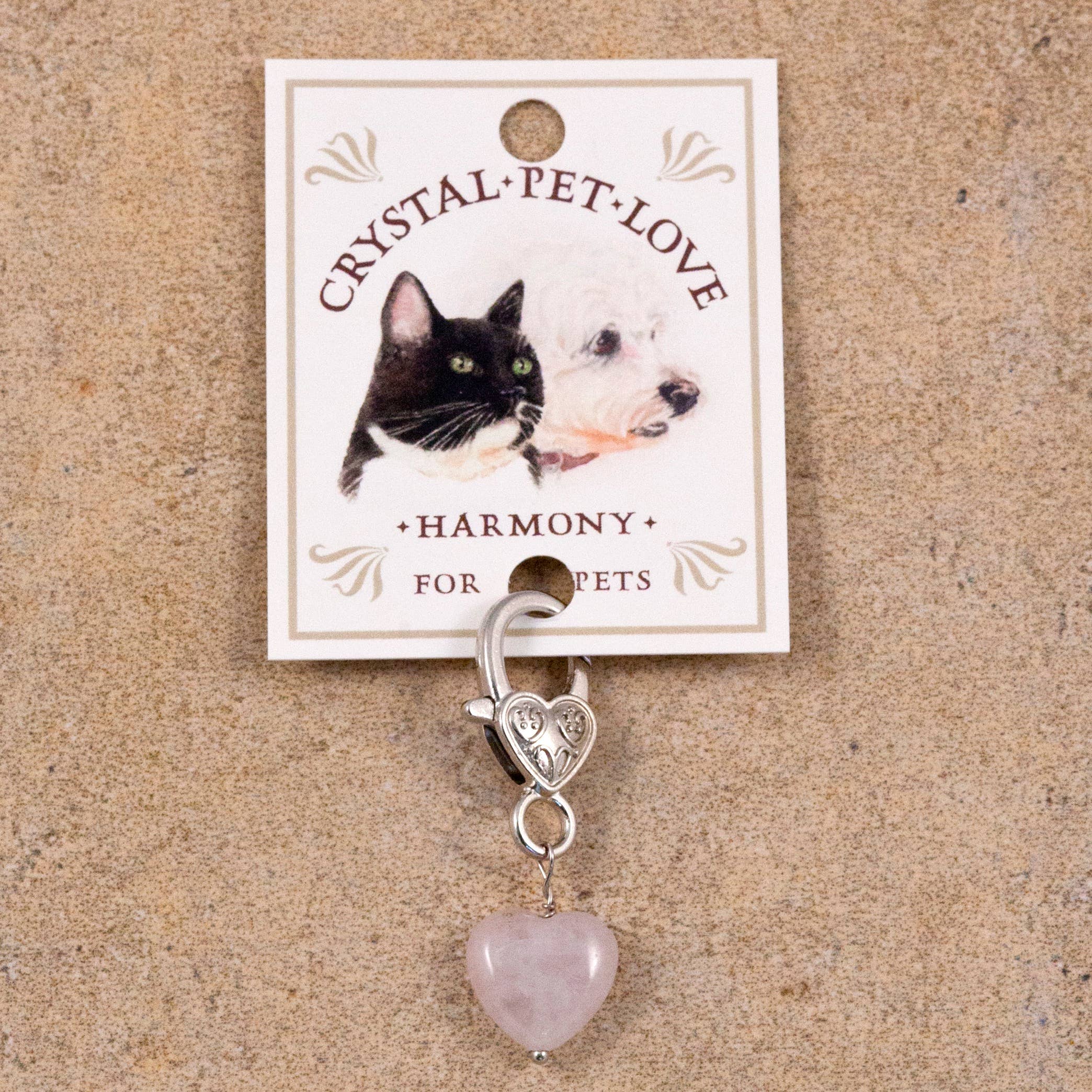 Harmony Rose Quartz Crystal Pet Pendant for Holistic Support