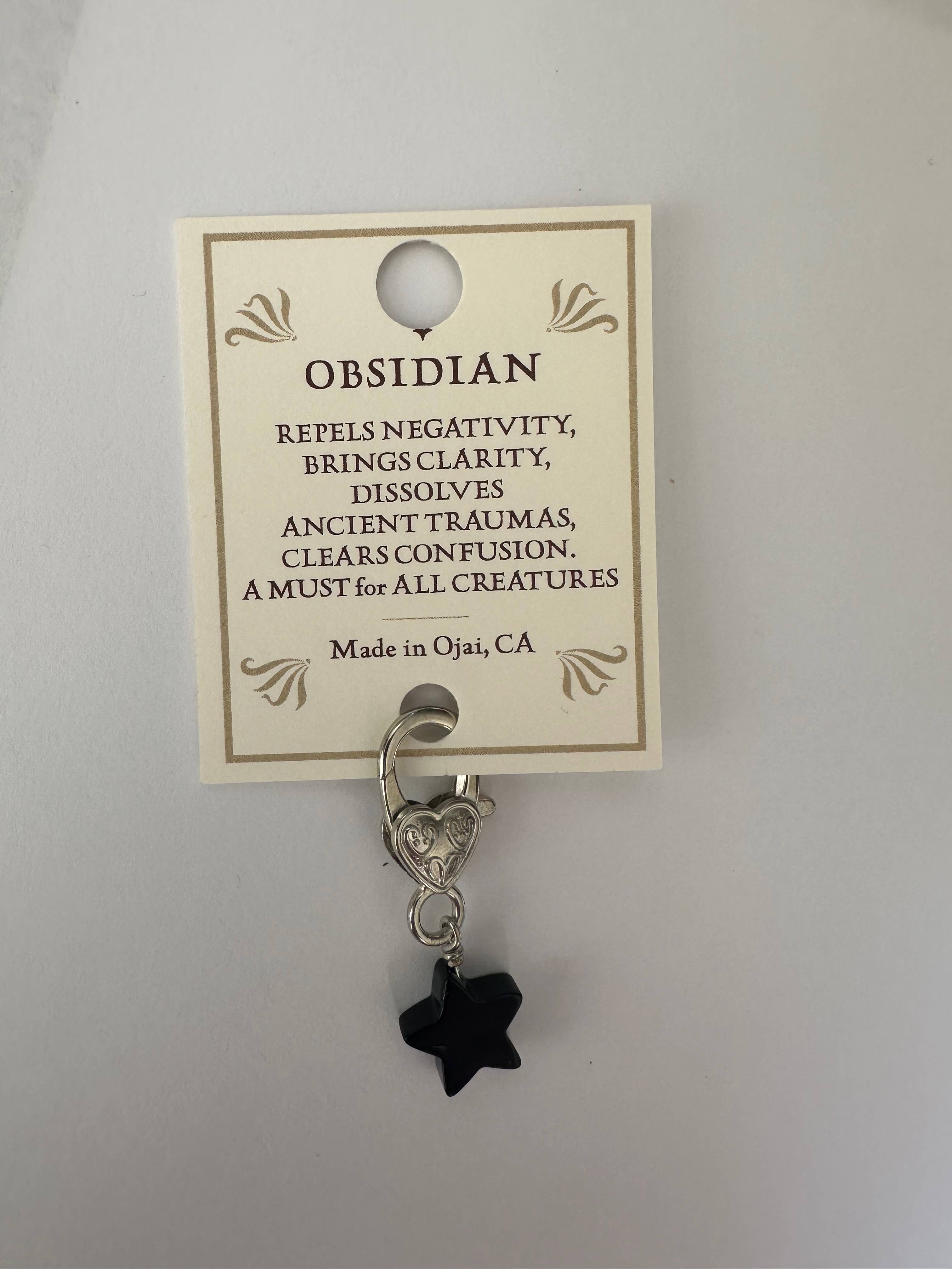 Black Obsidian Star Crystal Pet Pendant Halloween Love