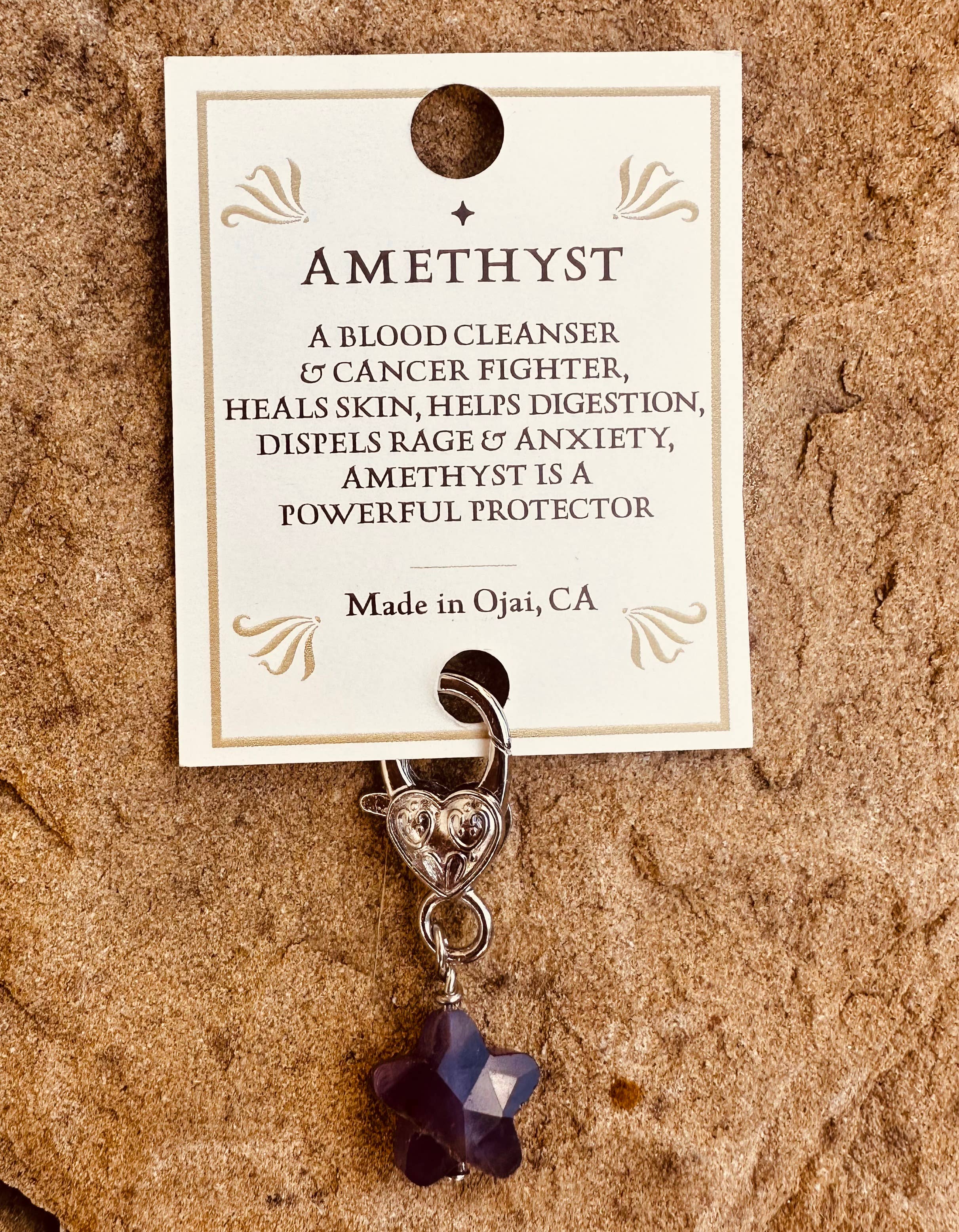 Amethyst Protection Star healing pet crystal pendant