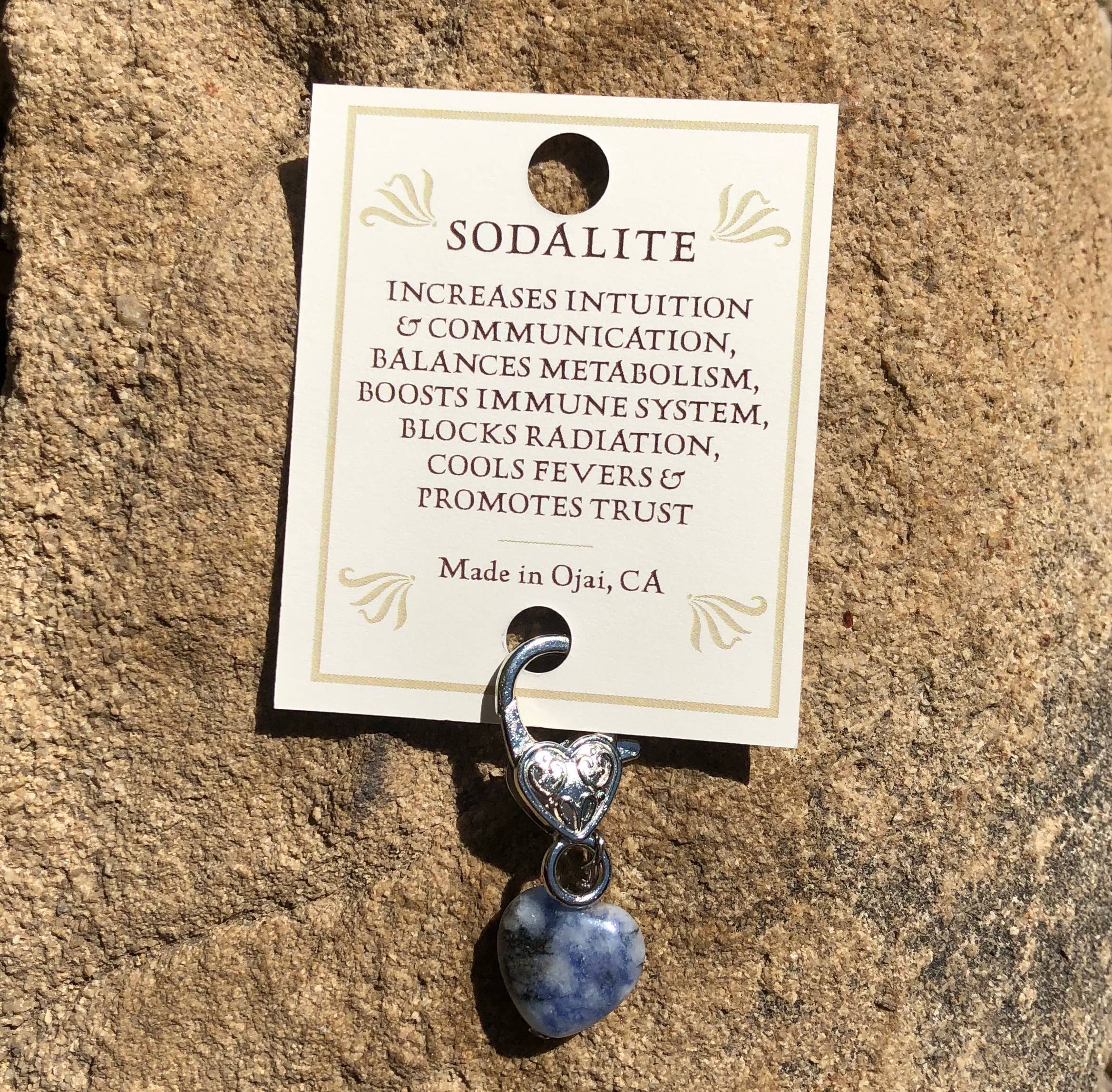 Sodalite Heart Crystal Pet Pendant for Holistic Support
