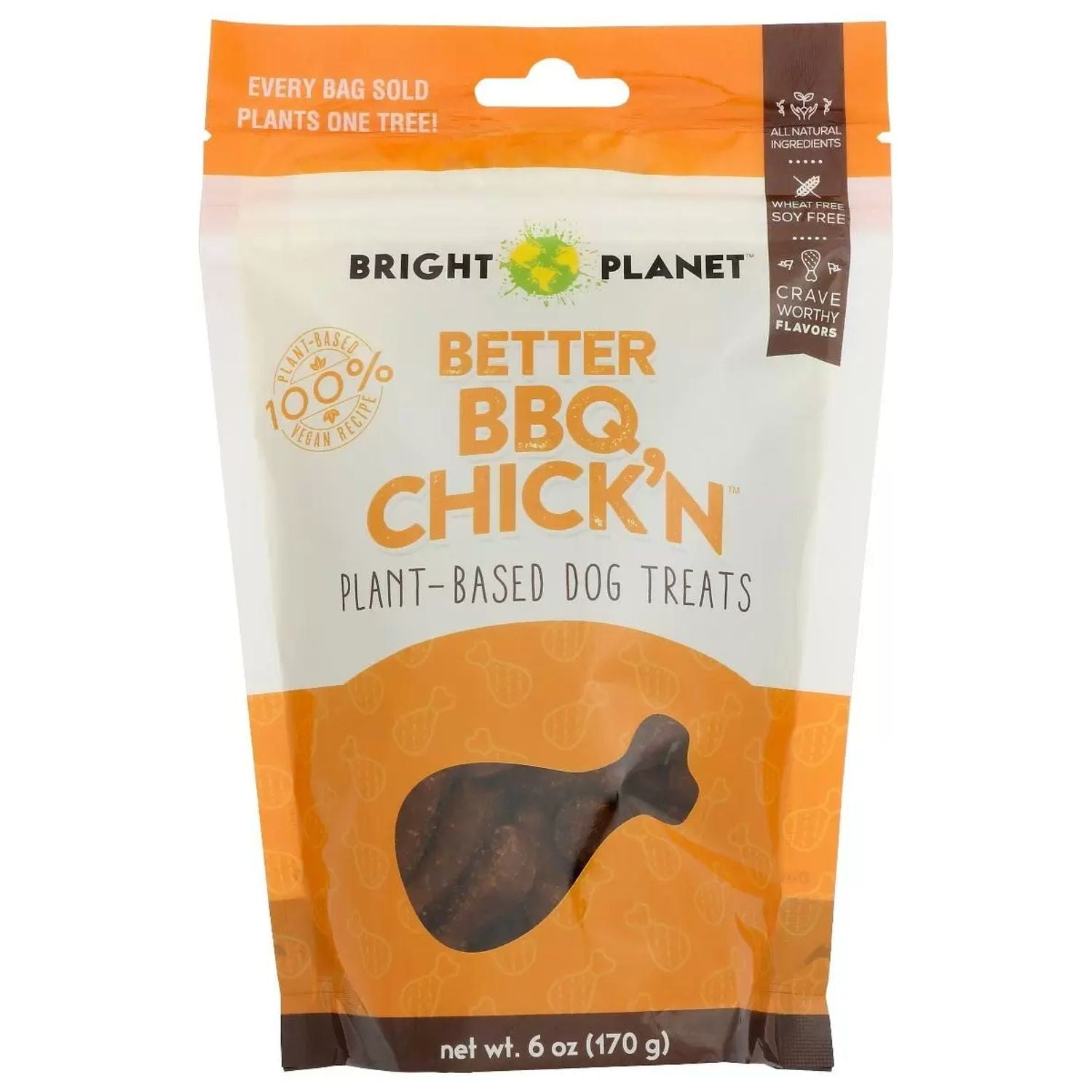 Bright Planet Better Bbq Chick'n Plant Based Dog Treat 6 oz.
