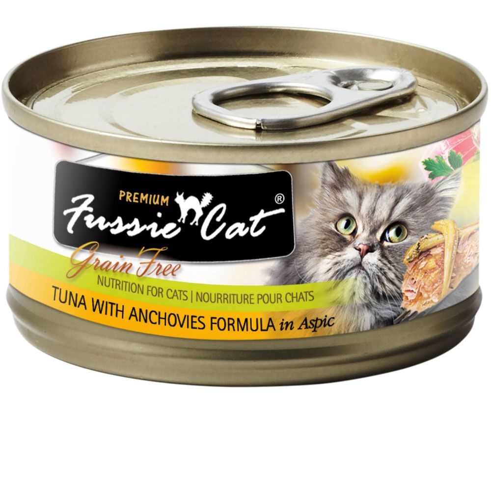 Fussie Cat Premium Tuna with Anchovies Formula in Aspic Grain-Free Canned Cat Food, (2.82oz x 24)
